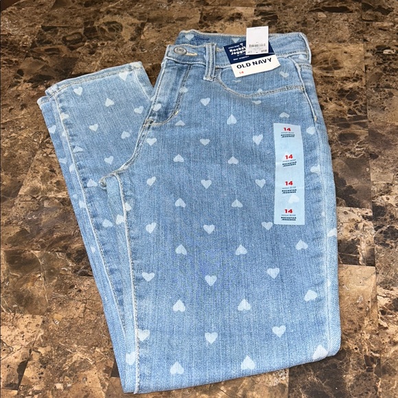 Old Navy Blue Jeans with Heart Pattern - Picture 2 of 3